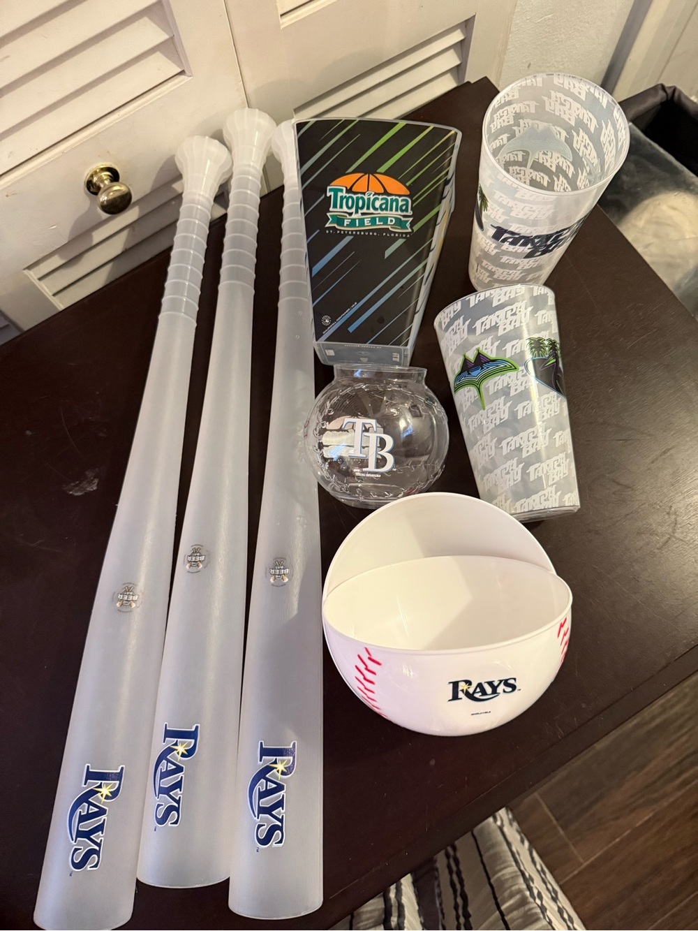 MLB 10 pcs Tampa Bay Rays lot. 24oz Beer Bats, 2 ball cups & bowls, 2 16oz cups.